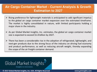 Air Cargo Container Market is Anticipated to Generate Significant Revenues by 2027