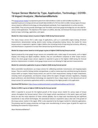 Torque Sensor Market with COVID-19 Impact Analysis
