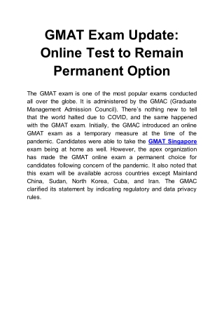GMAT Exam Update: Online Test to Remain Permanent Option