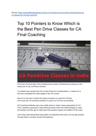 The Best  Pendrive Classes