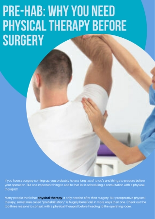 Pre-hab: Why You Need Physical Therapy Before Surgery