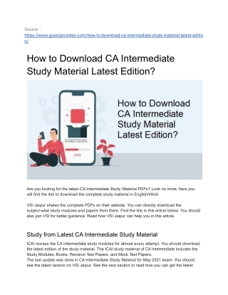 Download CA Intermediate Study Material