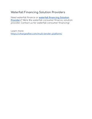 Waterfall Financing Solution Providers