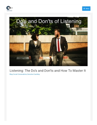 Listening: The Do’s and Don’ts and How To Master It