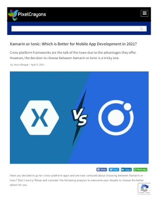 Xamarin or Ionic: Which is Better for Mobile App Development in 2021?