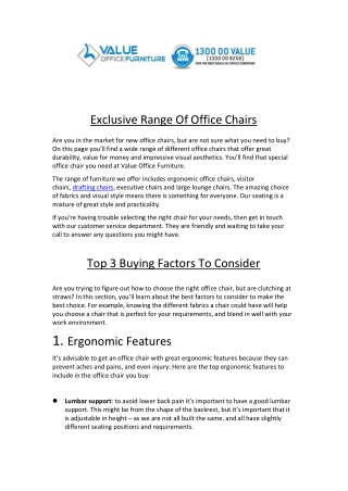 Buy Exclusive Range Of Office Chairs