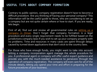 Useful Tips About Company Formation