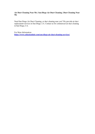 Air Duct Cleaning Near Me | San Diego Air Duct Cleaning | Duct Cleaning Near Me