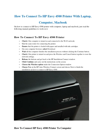 How to Connect to HP Envy 4500 | To Computer, Laptop, Macbook