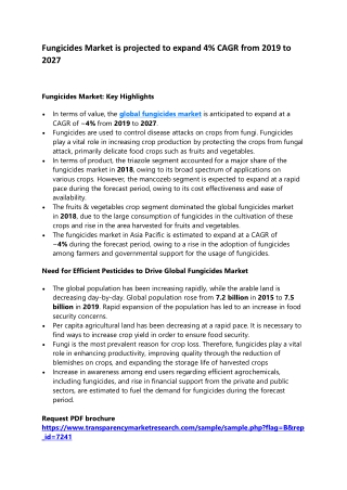 Fungicides Market is projected to expand 4% CAGR from 2019 to 2027