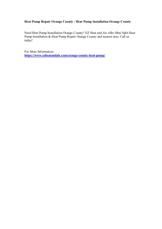 Heat Pump Repair Orange County - Heat Pump Installation Orange County