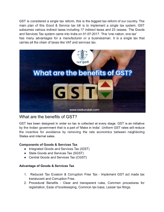 What are the benefits of GST?