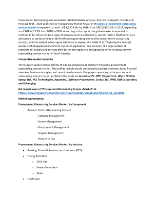 Procurement Outsourcing Services Market by Demand, Growth, Strategic Opportunities and Leading Players Forecast To 2026