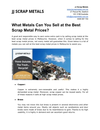 What Metals Can You Sell at the Best Scrap Metal Prices?