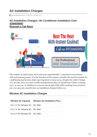 AC Installation Charges In India