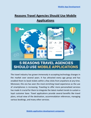 Reasons Travel Agencies Should Use Mobile Applications