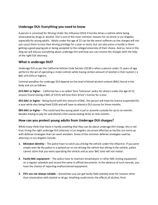 Underage DUI: Everything you need to know