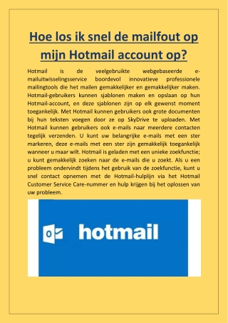 Hoe los ik snel de mailfout op mijn Hotmail account op?