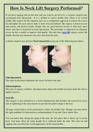 How Is Neck Lift Surgery Performed?