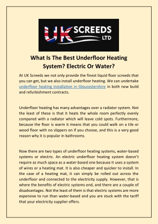 What Is The Best Underfloor Heating System? Electric Or Water?