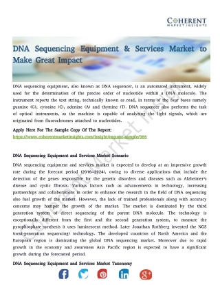 DNA Sequencing Equipment & Services Market to Make Great Impact