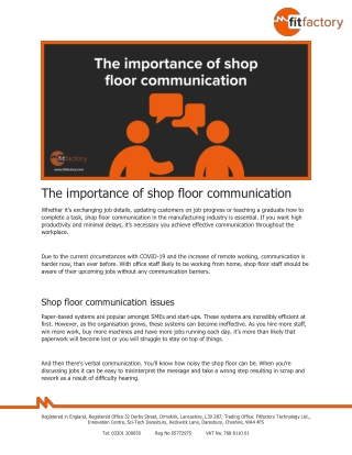 The importance of shop floor communication