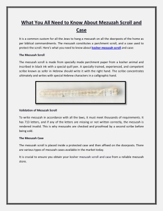 What You All Need to Know About Mezuzah Scroll and Case