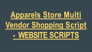 Apparels Store Multi Vendor Shopping Script - WEBSITE SCRIPTS