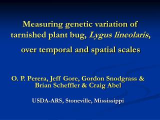 Measuring genetic variation of tarnished plant bug, Lygus lineolaris , over temporal and spatial scales