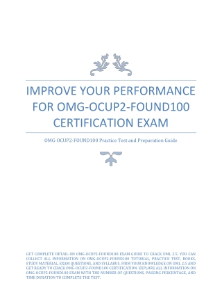 Improve Your Performance for OMG-OCUP2-FOUND100 Certification Exam