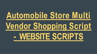 Automobile Store Multi Vendor Shopping Script - WEBSITE SCRIPTS