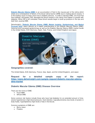 Diabetic Macular Edema (DME) Market Insights, Epidemiology, and Market Forecast 2030