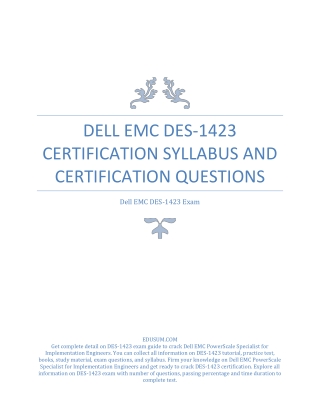 Dell EMC DES-1423 Certification Syllabus and Certification Questions PDF