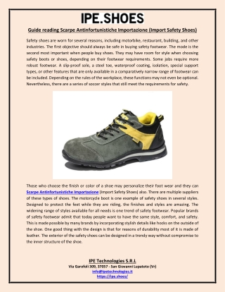 Guide reading Scarpe Antinfortunistiche Importazione (Import Safety Shoes)