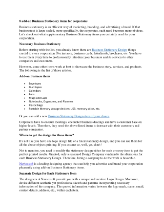 8 add-on Business Stationery items for corporates