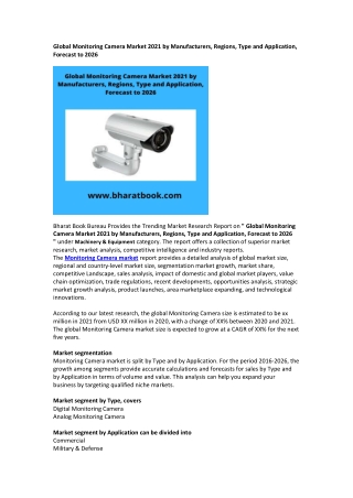 Global Monitoring Camera Market Forecast to 2026