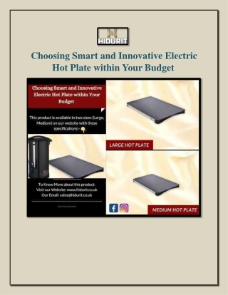 Choosing Smart and Innovative Electric Hot Plate within Your Budget