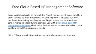 Free Cloud Based HR Management Software