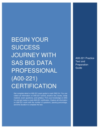 Begin Your Success Journey with SAS Big Data Professional (A00-221) Certification