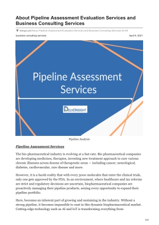 About Pipeline Assessment Evaluation Services and Business Consulting Services