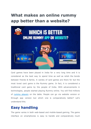 How online rummy app is better than a website?