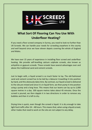 What Sort Of Flooring Can You Use With Underfloor Heating?