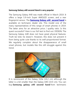 Samsung Galaxy a40 second Hand is very popular