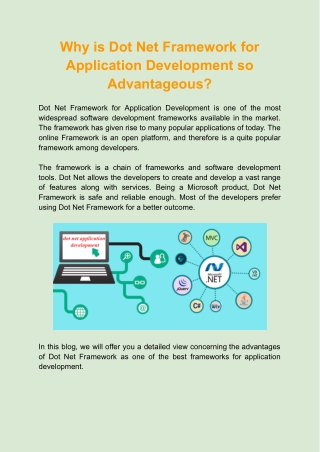 Why is Dot Net Framework for Application Development so Advantageous?