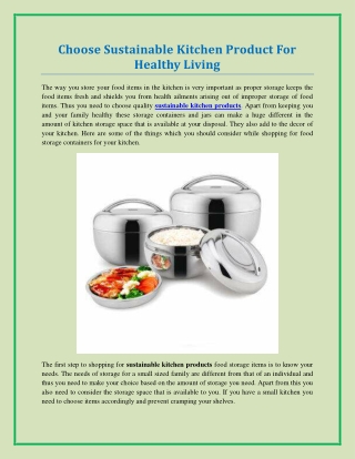 Choose Sustainable Kitchen Product For Healthy Living