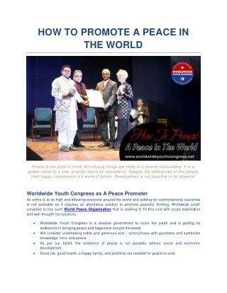 How To Promote a Peace In The World