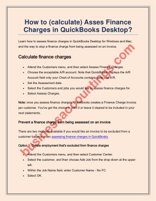 How to Calculate (asses) Finance Charges in QuickBooks Desktop?