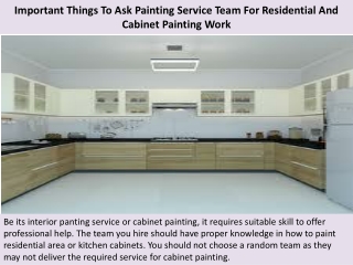 Important Things To Ask Painting Service Team For Residential And Cabinet Painting Work