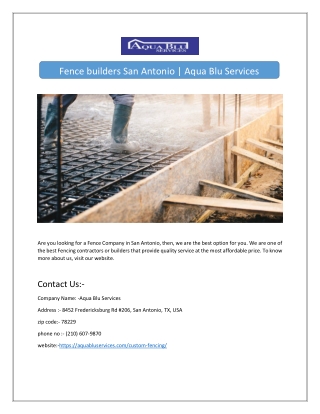 Fence builders San Antonio | Aqua Blu Services