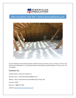 Attic Insulation near Me | Americaninsulationco.com